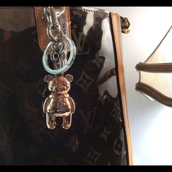 NWT Coach 3D RoseGold Teddy Bear Key Ring Charm - Picture 4 of 14